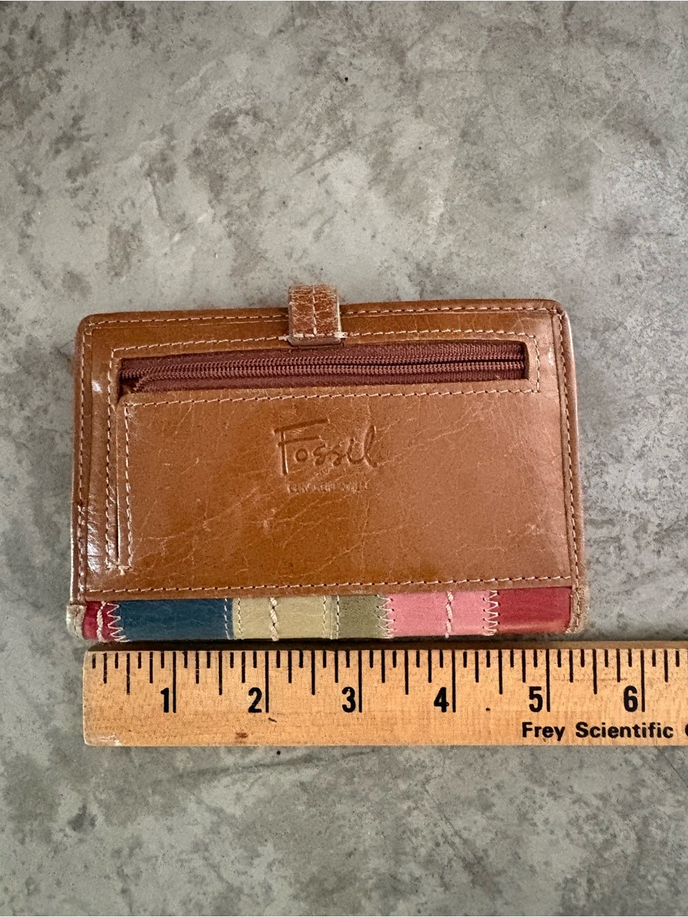 vintage Fossil multicolor striped patchwork leather wallet. - Picture 2 of 6